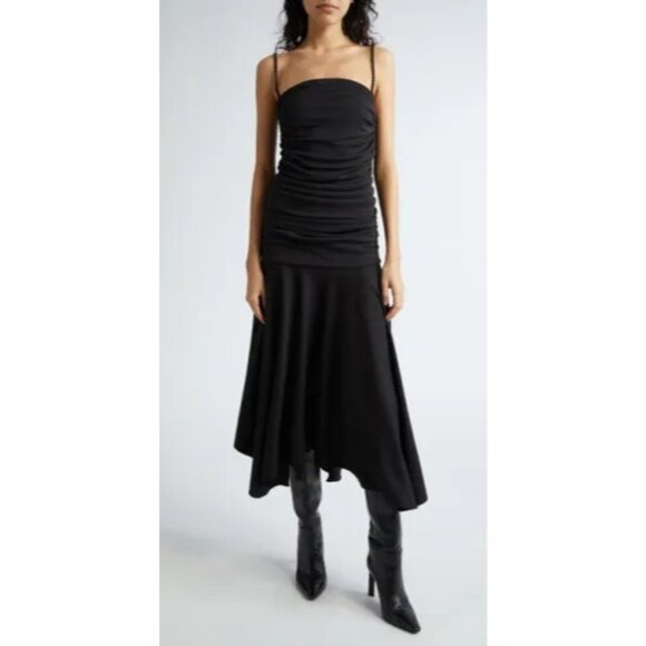 Interior The Viradora Dress in Midnight Small New Womens Crepe Midi - Picture 11 of 16